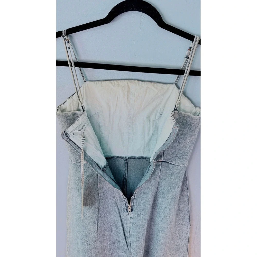 Mika & Gala Denim Maxi Dress NWT Size S Selfie Leslie Blue Jean Adjustable Strap - Picture 4 of 10